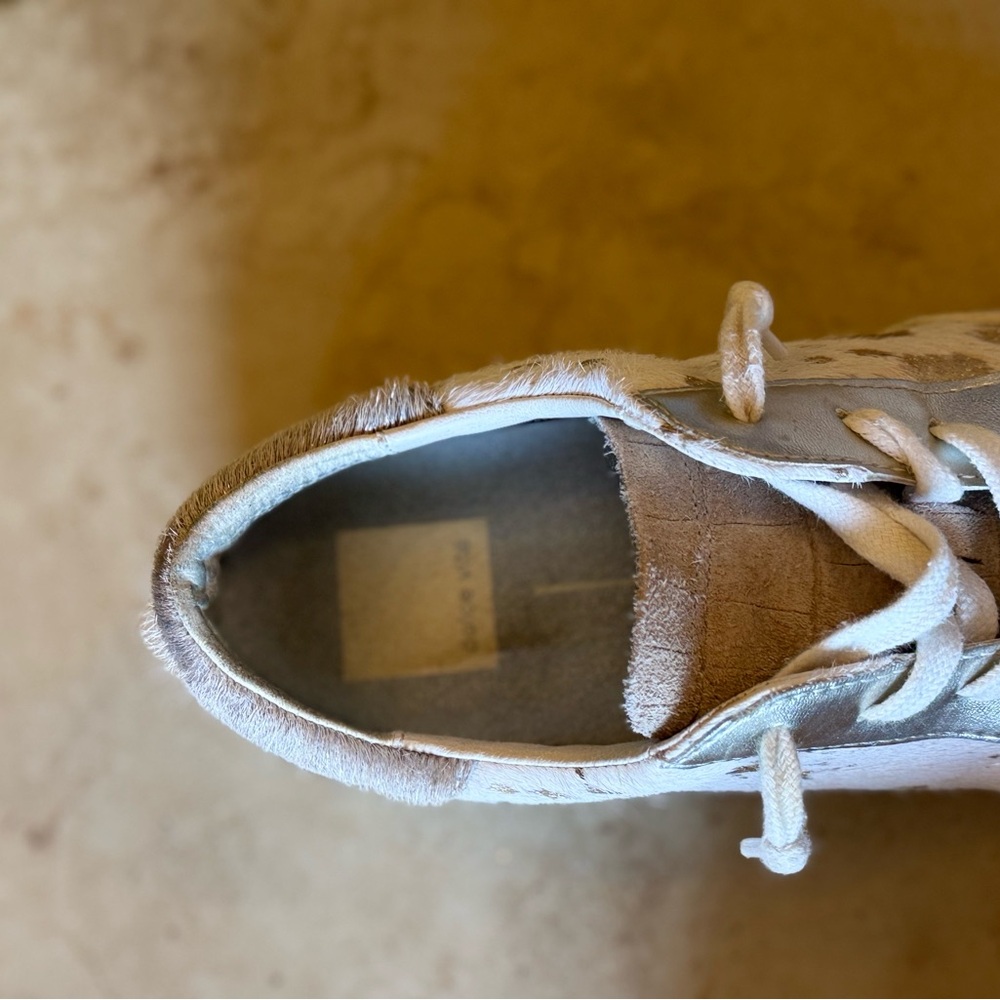 Dolce Vita size 6 Zina Sneakers in White calf hair, Tan, and gold - Picture 8 of 8